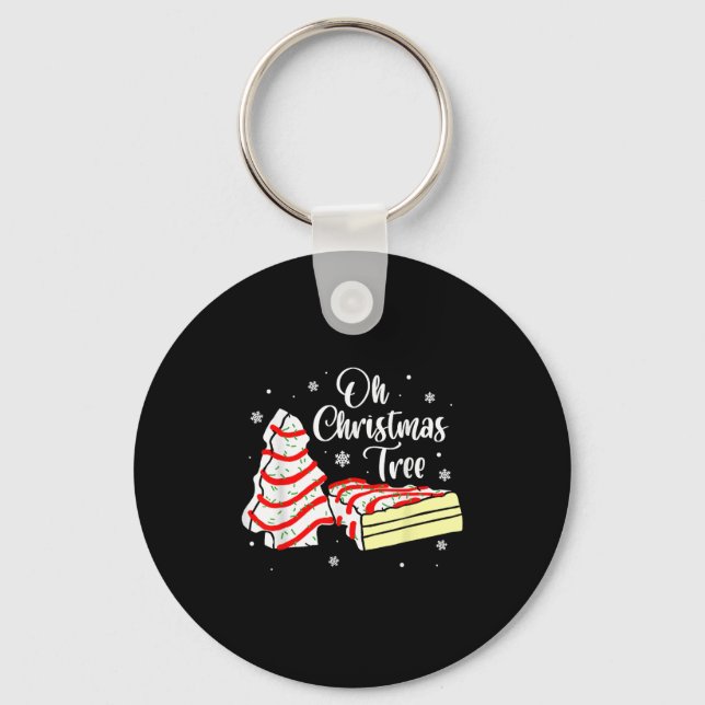 Groovy Oh Christmas Tree Cakes Debbie Becky Jen Ca Keychain (Front)