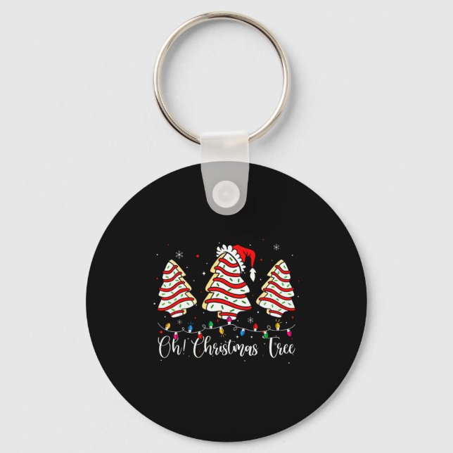 Groovy Oh Christmas Tree Cakes Debbie Becky Jen Ca Keychain (Front)