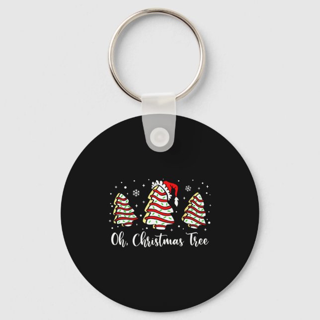 Groovy Oh Christmas Tree Cakes Debbie Becky Jen Ca Keychain (Front)