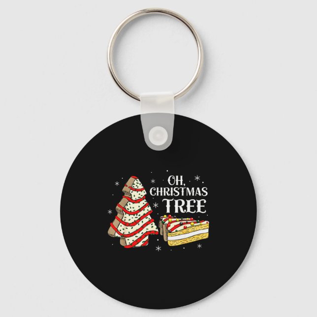 Groovy Oh Christmas Tree Cakes Debbie Becky Jen Ca Keychain (Front)