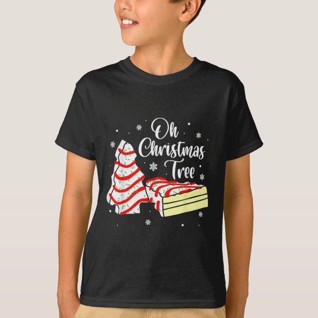 Groovy Oh Christmas Tree Cakes Debbie Becky Jen Ca T-Shirt (Front)