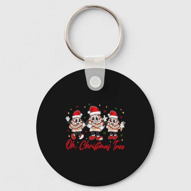 Groovy Oh Christmas Tree Cakes Funny Xmas Men Wome Keychain (Front)