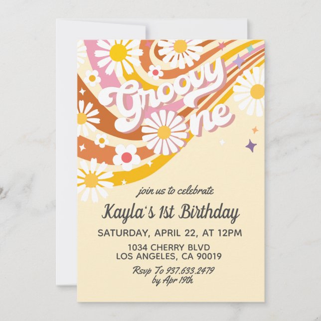 Groovy One 1st Birthday Invitation (Front)