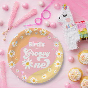 Groovy One 1st Birthday Party Boho Retro Daisy Paper Plate