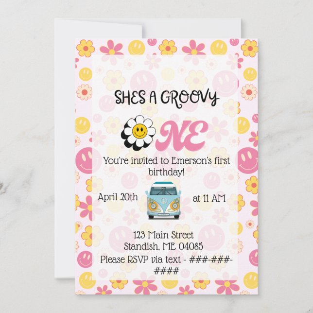 Groovy One Birthday Card (Front)