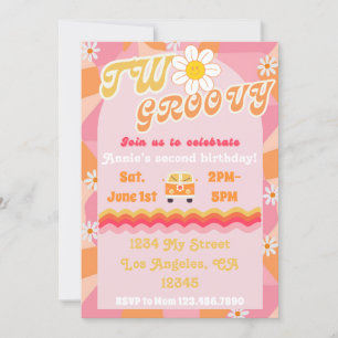 Groovy ONE Birthday Invitation