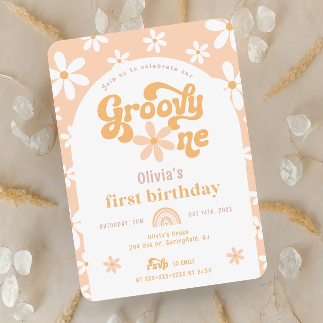 Groovy One Boho Arch 1st Birthday Invitation (Creator Uploaded)