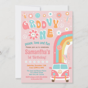 Groovy One Boho Retro 1st Birthday Invitations
