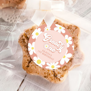 Groovy One Boho Retro Daisy 1st Birthday Party Classic Round Sticker