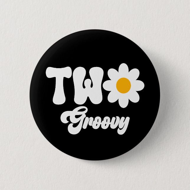 Groovy ONE Daisy 1st First Birthday 2 Inch Round Button (Front)