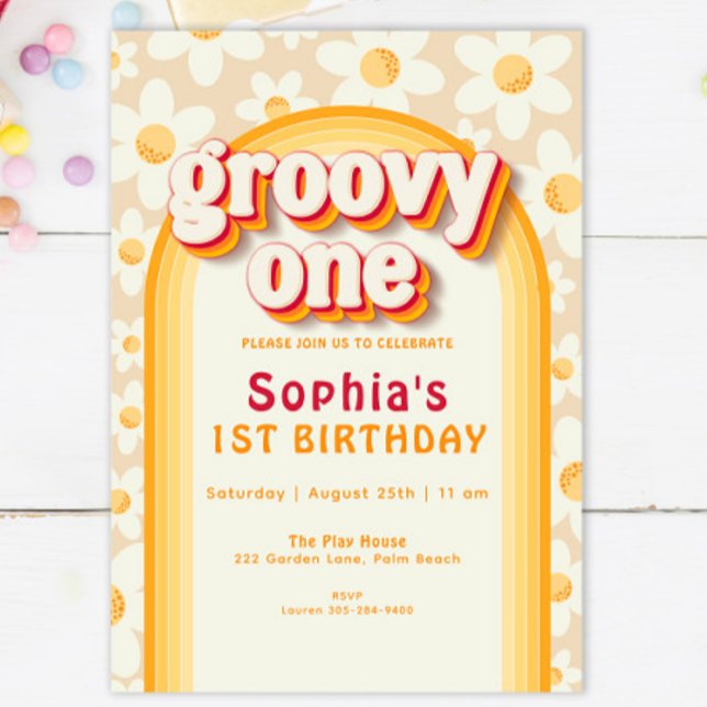 Groovy One First Birthday Invitation | Boho Daisy  (Creator Uploaded)