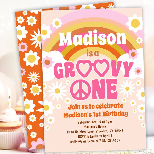 Groovy ONE Hippie Party 1st Birthday Invitation (Creator Uploaded)