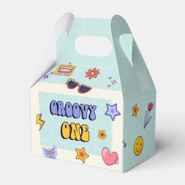 Groovy One Hippie Retro Birthday Party Favor Box (Front Side)
