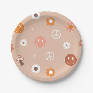 Groovy One Retro Boho Birthday Party Paper Plates
