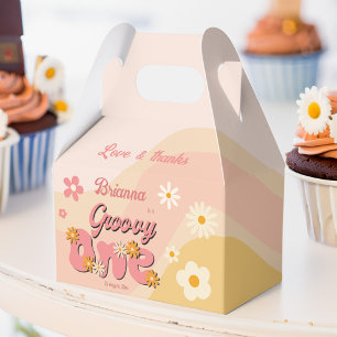 Groovy one retro daisy 1st birthday printed favor box