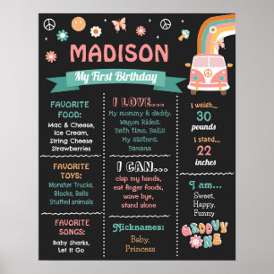 Groovy One Retro Daisy Birthday Milestone Sign