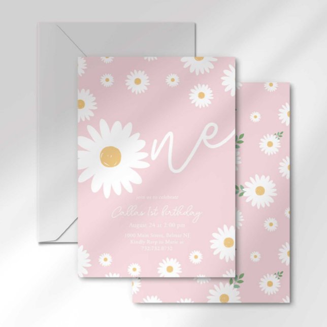 Groovy One Retro Daisy Boho First Birthday Invitation (Creator Uploaded)