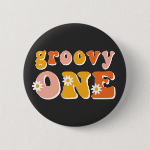 Groovy One Retro First Birthday 2 Inch Round Button