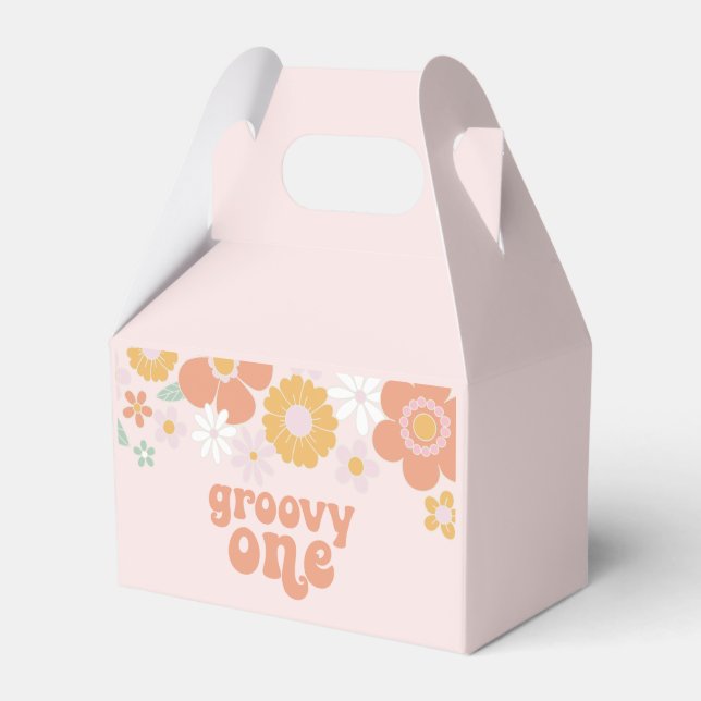 Groovy One Retro Floral first birthday Favor Box (Front Side)