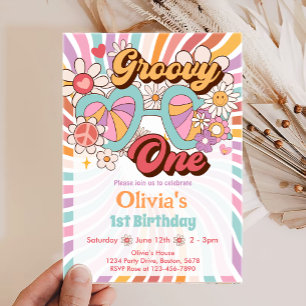 Groovy One Retro Summer 1st Birthday Invitation