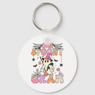 Groovy One Spooky Gram Retro Halloween Cute Ghost Keychain