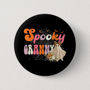 Groovy One Spooky Granny Mama Grandma Witch Mom Ha 2 Inch Round Button