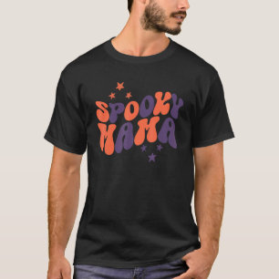 groovy one spooky mama messy bun women witch mom h T-Shirt