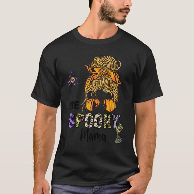 Groovy One Spooky Mama Witchy Mama Skull Witch T-Shirt (Front)