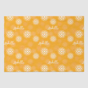 Groovy Orange Daisy Flower Retro Floral Name  Tissue Paper