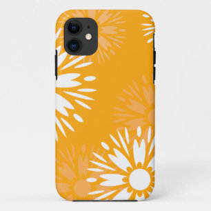 Groovy Orange Daisy Flower Retro Floral Pattern iPhone 11 Case