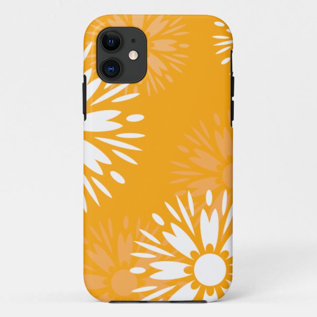 Groovy Orange Daisy Flower Retro Floral Pattern Case-Mate iPhone Case (Back)