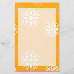 Groovy Orange Daisy Flower Retro Floral Pattern Stationery