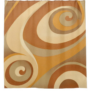 Groovy Orange Gold Brown Mid Century Modern