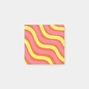 Groovy Orange Yellow Pink Wavy Stripe Bold Station Post-it Notes