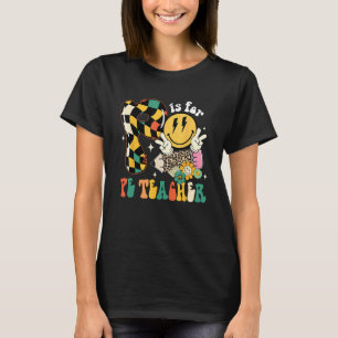 Groovy P Is For PE Teacher Leopard Back To School T-Shirt