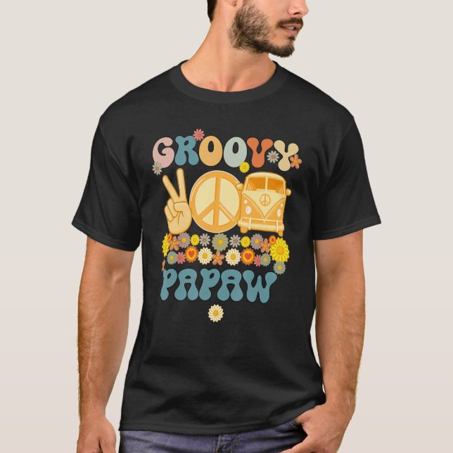 Groovy Papaw Retro Matching Family Baby Shower Fat T-Shirt (Front)