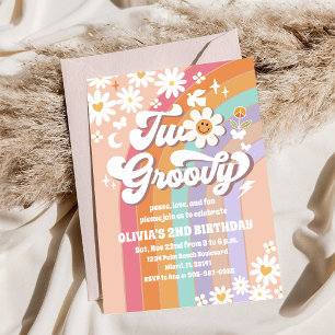Groovy Pastel 2nd Birthday Invitation