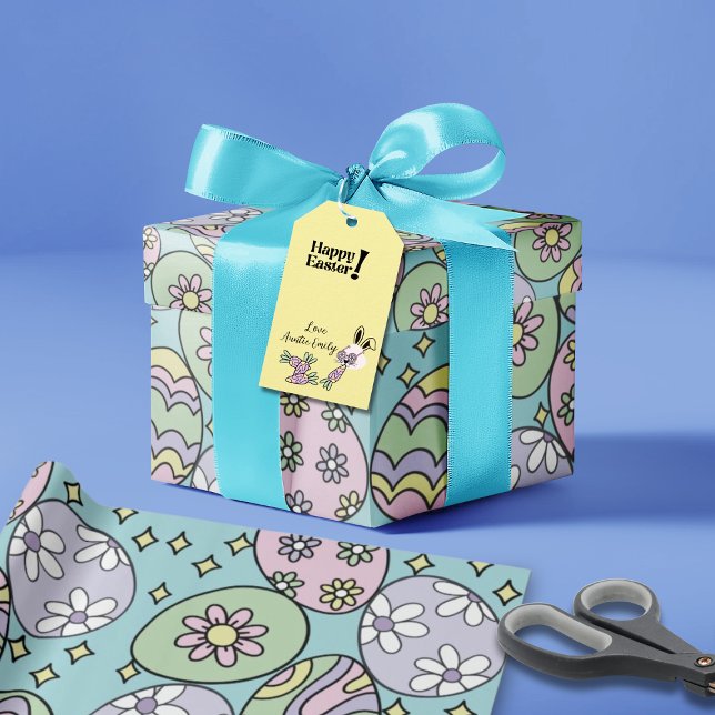 Groovy Pastel Easter Wrapping Paper Hippie Vibe (Tags are part of this collection and are sold separately )