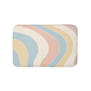 Groovy pastel retro style waves design bath mat