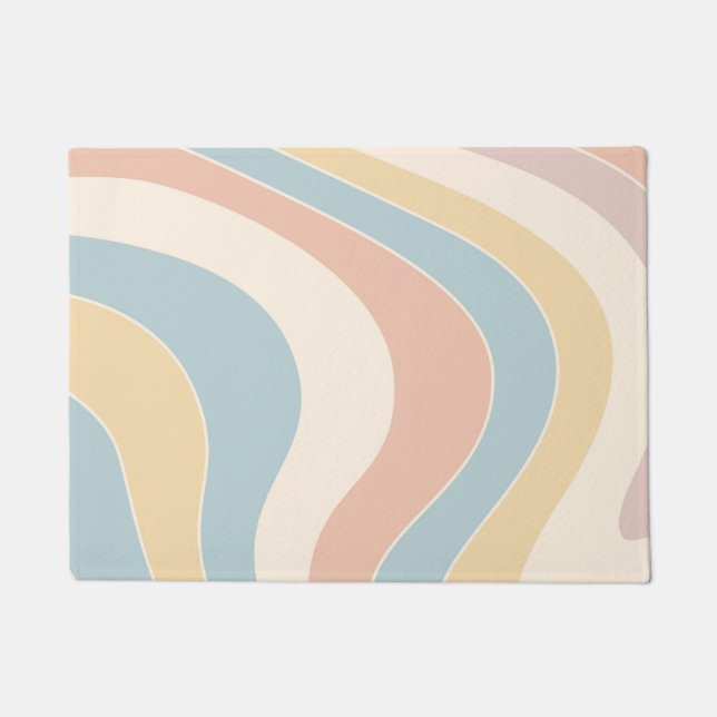 Groovy pastel retro style waves design doormat (Front)