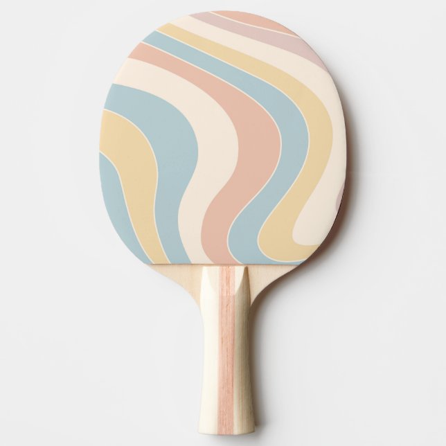 Groovy pastel retro style waves design ping pong paddle (Front)