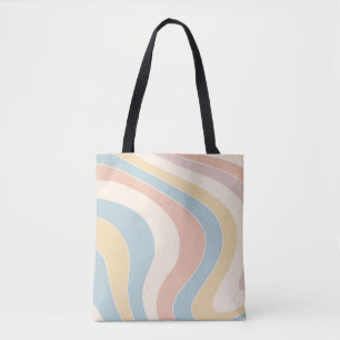 Groovy pastel retro style waves design tote bag