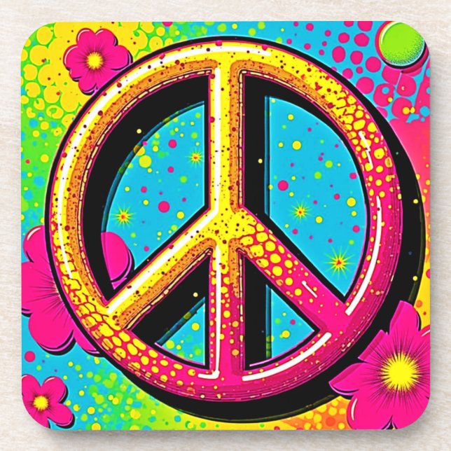 Groovy Peace Flower Power Coaster (Front)