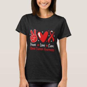 Groovy Peace Love Cure Blood Cancer Awareness Supp T-Shirt