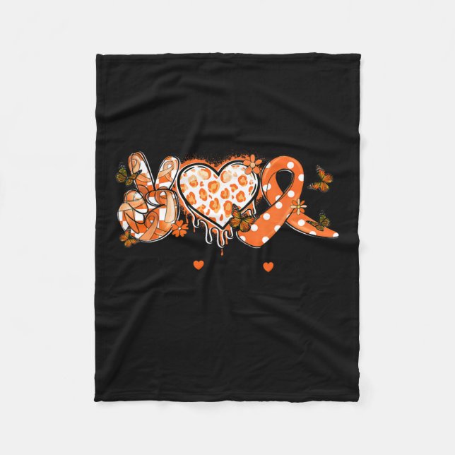 Groovy Peace Love Cure Multiple Sclerosis Awarenes Fleece Blanket (Front)