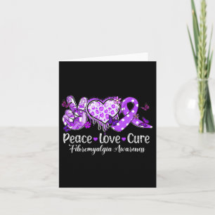 Groovy Peace Love Cure Purple Ribbon Fibromyalgia Card