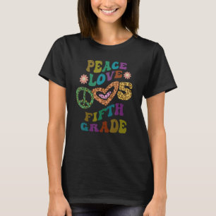 Groovy PEACE LOVE FIFTH GRADE Leopard Print 5th Gr T-Shirt