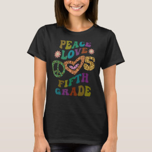 Groovy PEACE LOVE FIFTH GRADE Leopard Print 5th Gr T-Shirt