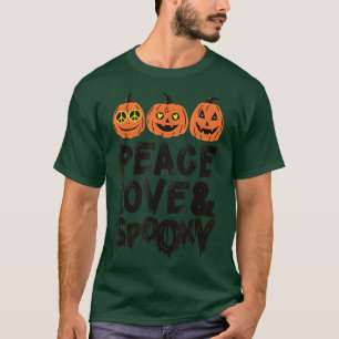 Groovy Peace Love & Spooky Halloween Pumpkins Jack T-Shirt