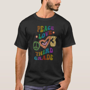Groovy PEACE LOVE THIRD GRADE Leopard Print 3rd Gr T-Shirt